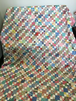 Four - Patch Quilt Made With Vintage 1930s Fabrics/feedsack