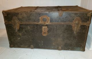 Antique Metal Trunk For Restoration