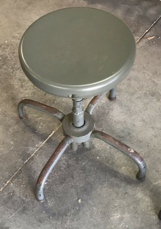 Vintage Adjusto Metal Stool - Adj 18” To 26” W/ 13” 360 Turn Seat - Very Good