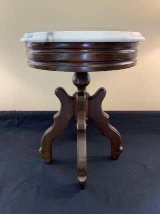 Antique Italian Marble Top Mahogany Victorian Eastlake Side / End Table 18x14 3