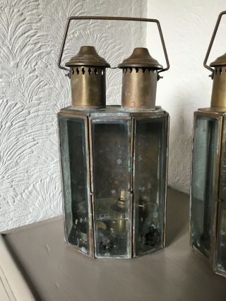 Antique Brass Coach Oil Lamp Lantern Light - 2 available 2