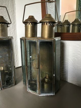 Antique Brass Coach Oil Lamp Lantern Light - 2 available 3