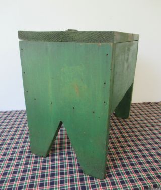 Antique Shoe Shine Box Vintage Foot Stool Stand Primitive,  Green Paint 2