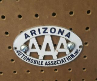 Arizona Porcelain Automobile Association License Plate Topper Attachment Vintage
