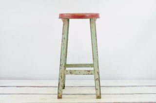 Vintage Kitchen Stool Metal Stool Chair Chippy Stool Metal Chair Tall Stool