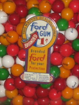 Vintage Ford Gumball Vending Penny Machine 1 Cent Gum Ball WW2 Era Glass Globe 2