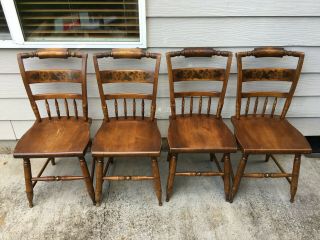 Set Of 4 Stenciled Maple L.  Hitchcock Harvest Side Dining Chairs,  Cond