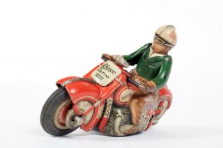 Vintage C1955 " Schuco  Curvo 1000 " Tinplate Clockwork Motorcycle & Rider 652