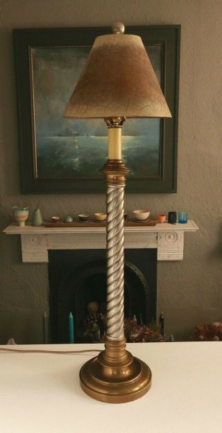 Vintage Brass/silver Barley Twist Table Desk Large Reading Lamp Light - 90cm
