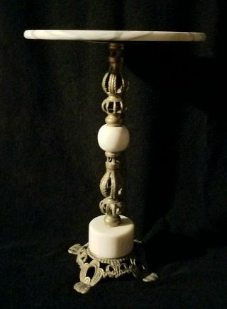Vintage Hollywood Regency Marble Top Brass Accent Table