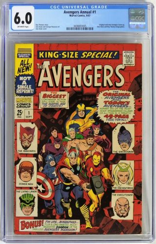 S177.  Avengers Annual 1 Marvel Cgc 6.  0 Fn (1967) 1st Og & Avengers Team - Up