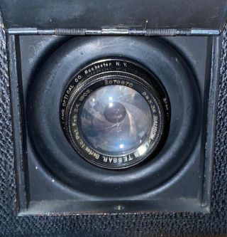 Vintage Auto Graflex Jr 2.  25 " X 3.  25 " W/ Bausch & Lomb Zeiss Tessar Lens