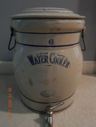 Antique Vintage Red Wing Union Stoneware 6 Gallon Water Cooler With Lid & Spigot