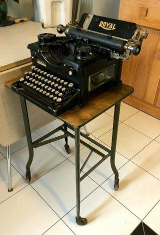 Vintage Toledo Metal Furniture Co Uhl Steel Typewriter Stand Table Green 2