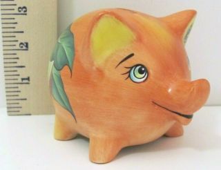Vintage Goebel Germany Porcelain Apple Pig Piggy Bank Money Bank 3.  25 " Tx4.  5 " L