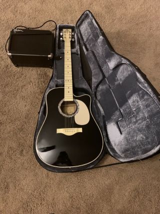 2009 Esteban Vintage Legacy Acoustic/electric Guitar Case Model Vl100 & Amp