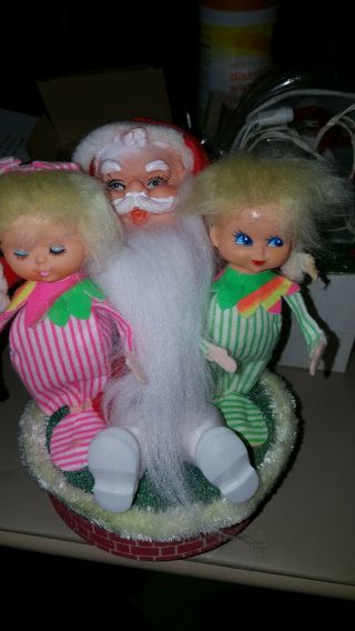 Vintage Sankyo Music Box Santa Claus Elves Elf Christmas Pixie Coming To Town