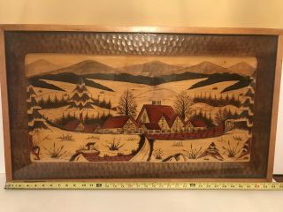 Vintage German Black Forest Hand Carved Wood Wall Art.  With Removable Glass Top
