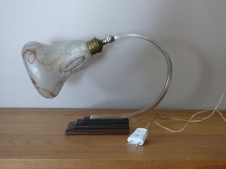Art Deco French Desk/table Lamp With Period Shade&