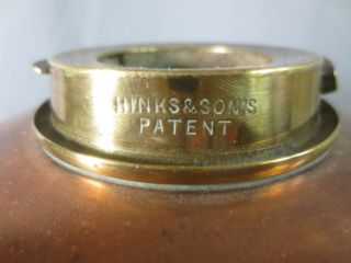BRASS & COPPER OIL LAMP HINKS WAS BENSON ARTS AND CRAFTS 3