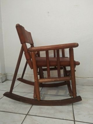 Vintage Folding Leather Rocking Chair