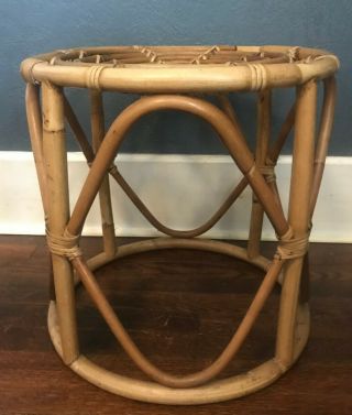 Vintage 1970s Retro Boho Bamboo Rattan Side End Table Plant Stand Mid Century 2