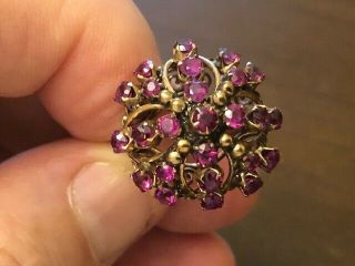 Vintage 14k Gold Cocktail Ring With Ruby Or Garnet Stones Total Weight 4 Grams