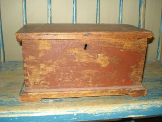 Miniature Early American Pine Painted Blanket Chest Circa Early 1800 