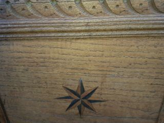 Antique oak coffer 18th Century Oak and Elm lovely star detail wood pegged 3