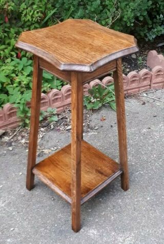 Antique Solid Oak Arts & Crafts Stand 61 Cms Tall X 30 Cms