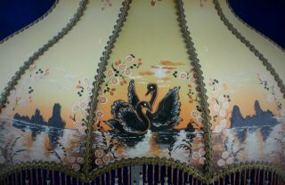 1940S / 1950S VINTAGE HAND PAINTED VELLUM BOUDOIR LAMP SHADE IMMACULATE 3