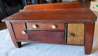 Antique Hand Crafted Salesmans Sample Sideboard /buffet Toy 1920 - 40s Doll House