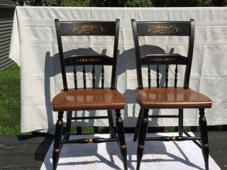 Two Wonderful Vintage L.  Hitchcock Black Harvest Country Maple Chair
