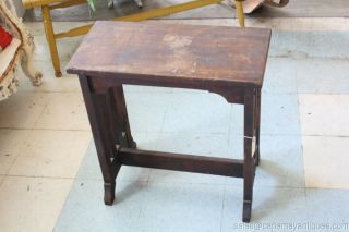 Antique Mission Kneeler Stand Bench or Table Solid Wood Plant Stand Slanted Top 3