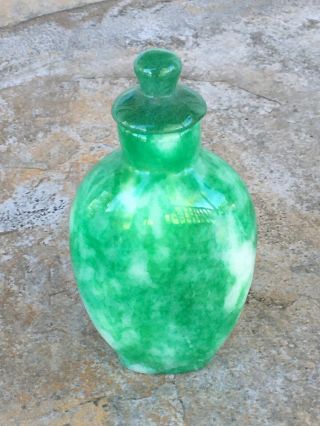Vintage Carved Jade Snuff Bottle Antique Jadeite Green Burmese Jade Chinese Jade