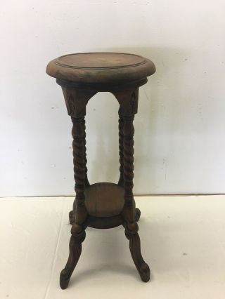 Victorian Carved Hand Made Mahogany Woodopen Barley Twist Plant Stand Table
