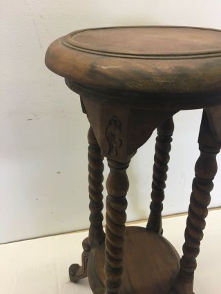 Victorian Carved Hand Made Mahogany WoodOpen Barley Twist Plant Stand Table 2