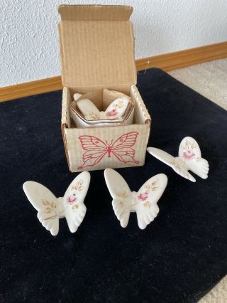Vtg Homco Hand - Painted Porcelain Ceramic Butterfly Wall Decor - 6 Total/ 3