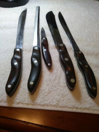 Vintage Cutco Knife Set.  1020,  1023,  1024,  22,  23.  Marble Handles 5 Knives