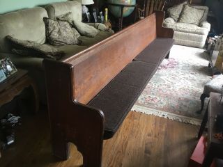 Antique Vintage 10 Foot,  3 Inch.  Brown Oak Church Pew With Cushions.