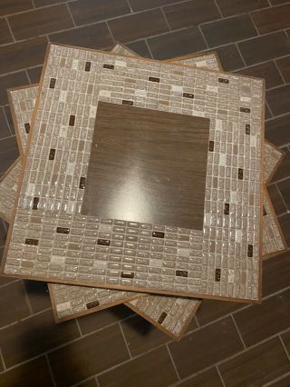 3 Vtg Mid Century Modern Stacking Nesting Tables Mosaic Tile Top Square