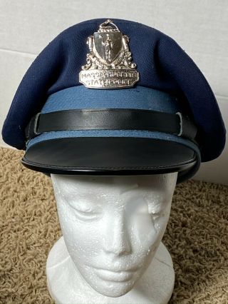 Massachusetts State Police Visor Cap With Cap Piece - - Vintage