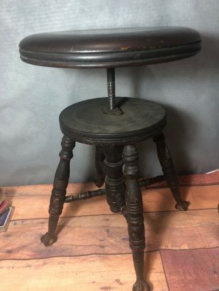 Vintage Claw/crystal Foot Piano Stool Late 1800s Ct The Chas Parker Co