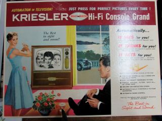 Vintage Retro 1950s Advertising Card Shop Sign Kriesler Valve Television Radio