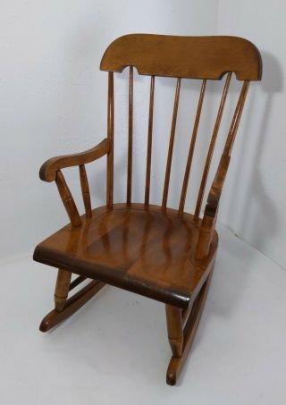 Nichols & Stone Co.  Vintage Child Doll Mini Wooden Rocking Chair Maple Wood