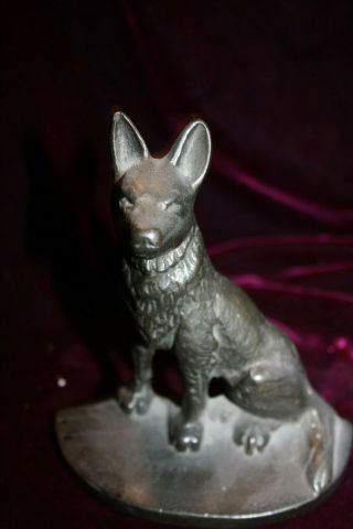 Antique German Shepard Dog Bookend Bronze Or Brass Marked 912 Felt Bottom