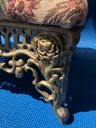 Cast Iron Victorian Foot Stool Vintage Antique Ottoman Rose Scroll 12 pounds 3