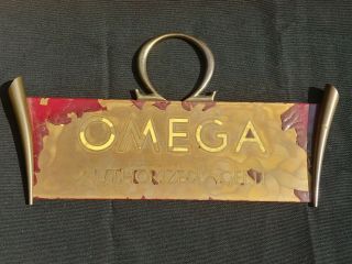 Vintage Omega Watch Sign Display Advertising Brass