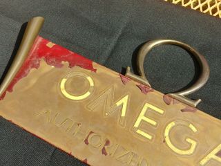 Vintage OMEGA WATCH SIGN Display Advertising Brass 2