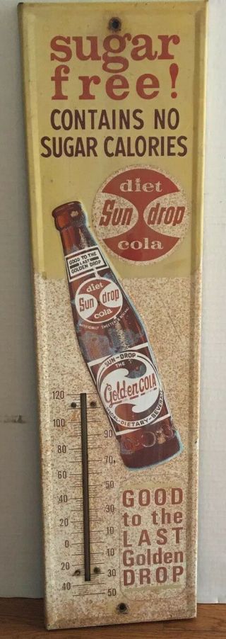 Vintage Sun Drop Diet Cola Thermometer Metal Sign